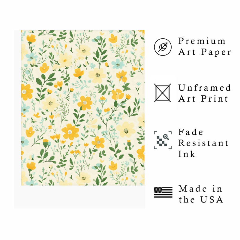 «Botanical Spring Wildflowers», impression d'art scandinave non encadrée, H 10 po x l 8 po