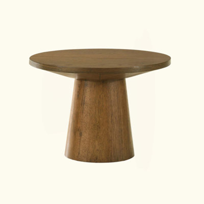 Round Wood End Table Modern Living Room Sofa Side Table With Pedestal Base