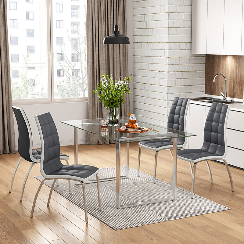 Audronis 40cm H Upholstered Metal Side Chair in Gray