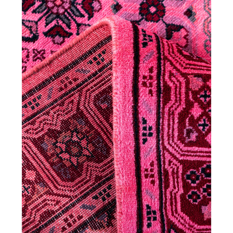 Overdyed Hand-Knotted Wool Modern-Contemporary Pink Area Rug 3' 2" x 5' 4"