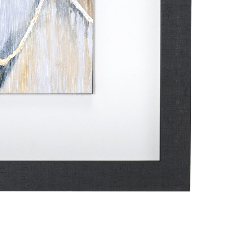 River Rocks by Liz Jardine a Hand Embellished Textured Framed Art Print Matted under Glass, Gray, 31.8" H x 37.8" W, Silver