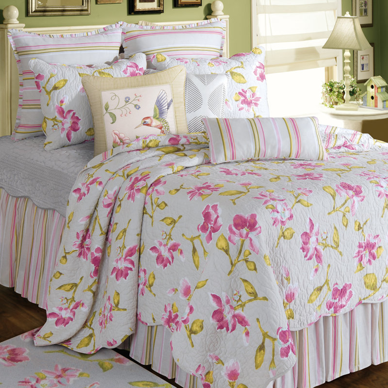 Courtepointe réversible en coton Liliann, Courtepointe double/grand