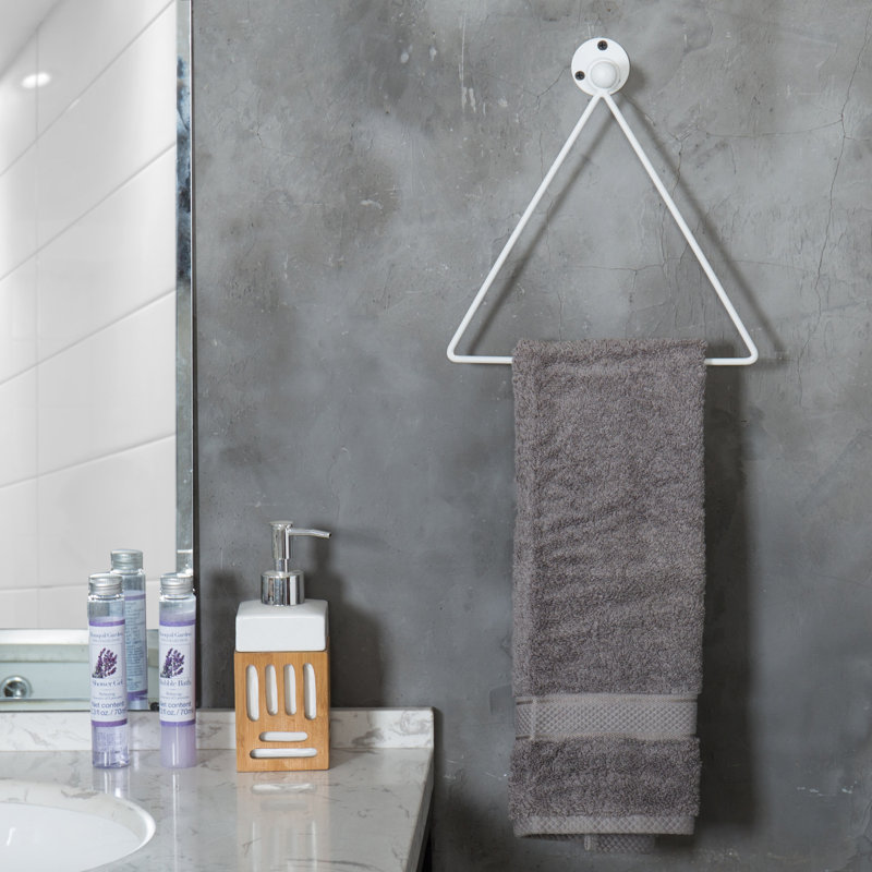 Triangle Metal Wall Mounted Towel Ring, White