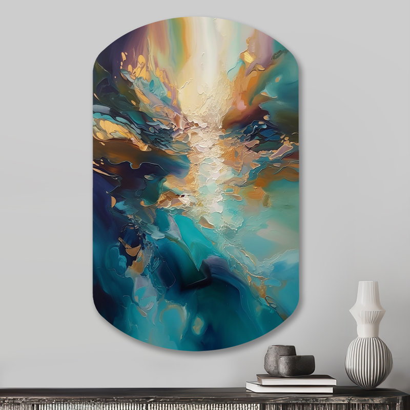 Osburn - Paysage abstrait en forme de cylindre, art mural asymétrique en métal, H 31 po x l 19 po