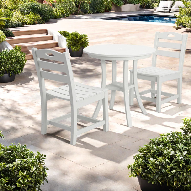 Ensemble bistro 3 pièces White Hdpe, solution de patio polyvalente