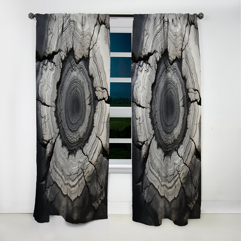 Grey Stone Geode Minimalism - Spiritual Stone Curtain - Blackout Curtain - 1 Panels, 52" W x 90" L