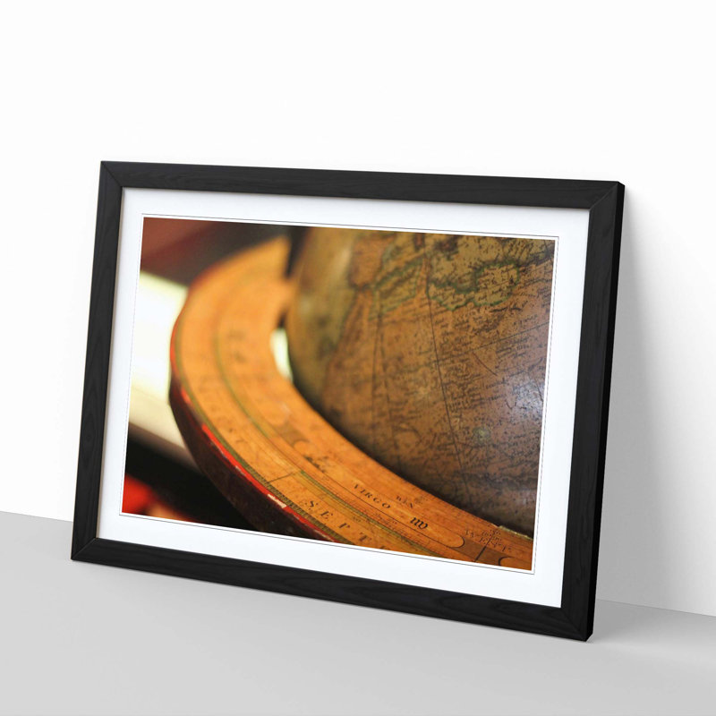 Globe World Map (2) Framed Photographic - Framed Print, Black