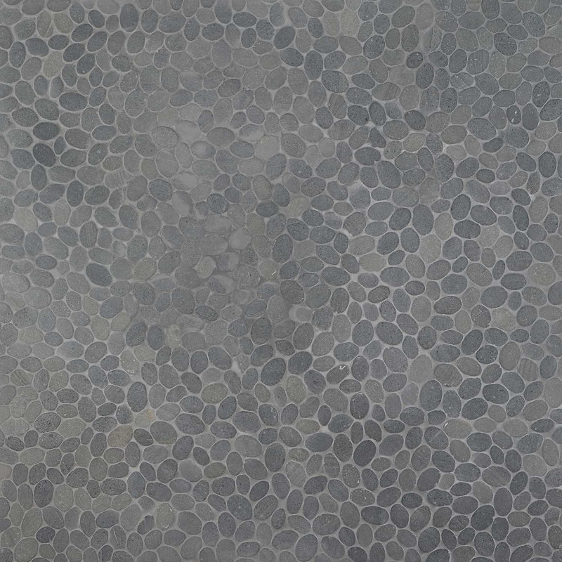 Nature Round Lovina Pebble Mosaic Tile, Lava Black