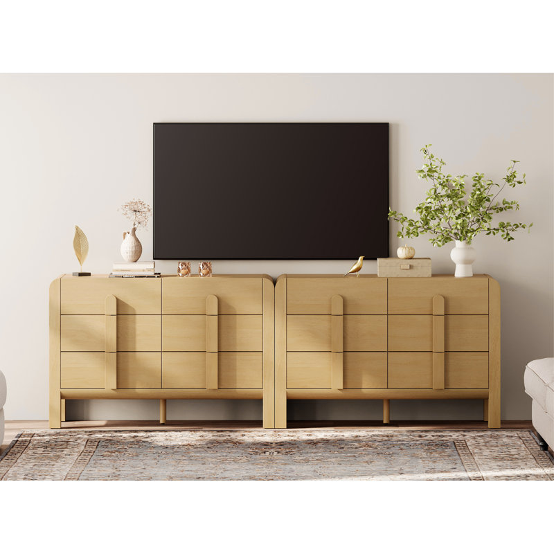 Meuble télé avec commode Adora, Chêne