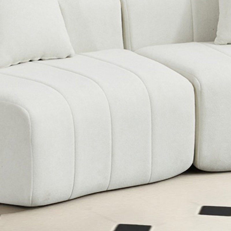 Boneless 2 - Piece Chenille Curved Sectional Sofa With 2 Pillows, Beige Chenille, 29" H x 88" W x 33" D