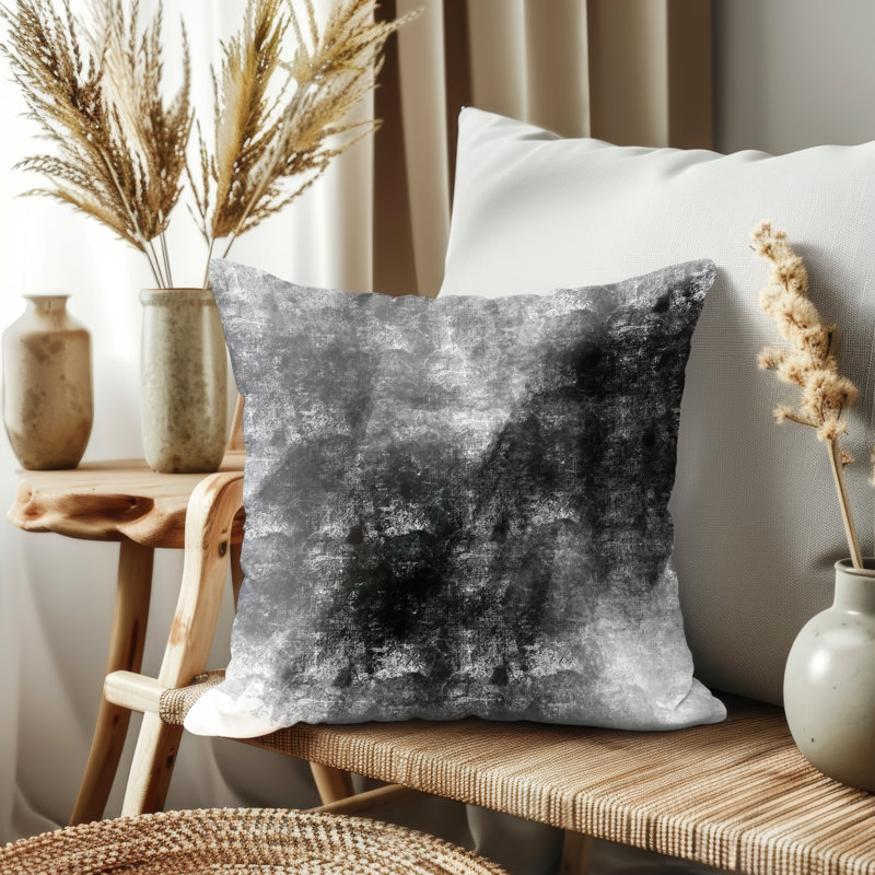 Housse de coussin, Motif abstrait gris / noir, H 19,5 po x l 19,5 po