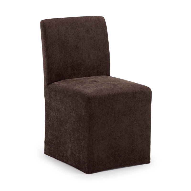 Chesnee Dining Chair with Long Slipcover, Chocolate, 2