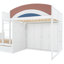 Lit superposé double pleine grandeur 136,8 x 57,6 x 63 pouces en bois d'ingénierie avec lit garde-robe simple blanc avec garde-corps rembourré et tringle de suspension intégrée