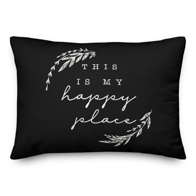 Happy Place Navy Outdoor Throw Pillow