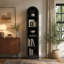 Étagère ouverte à 4 niveaux en forme d'arche, étagère de rangement autoportante en MDF imitation bois avec trousse anti-basculement pour chambre, bureau ou salle de bain-1596770197