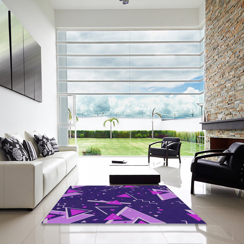 Tapis bleu/rose à motifs Kasturi, Carré 3 pi
