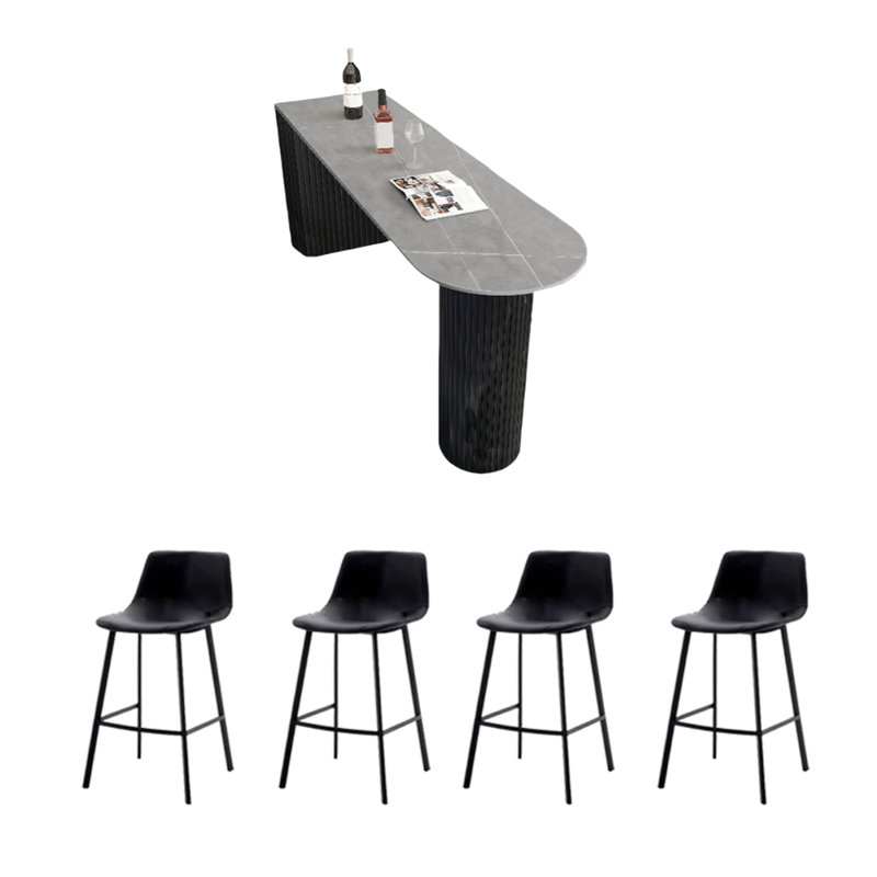 Table de bar Light Luxury, H 35,4 po x L 62,9 po x l 15,7 po, Gris, Noir