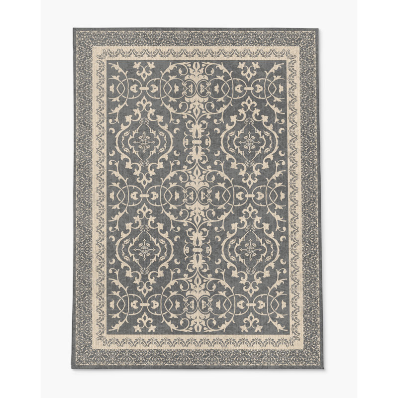 Tapis de chaise rectangulaire à poils courts Rao, L 36 po x L 60 po, Gris