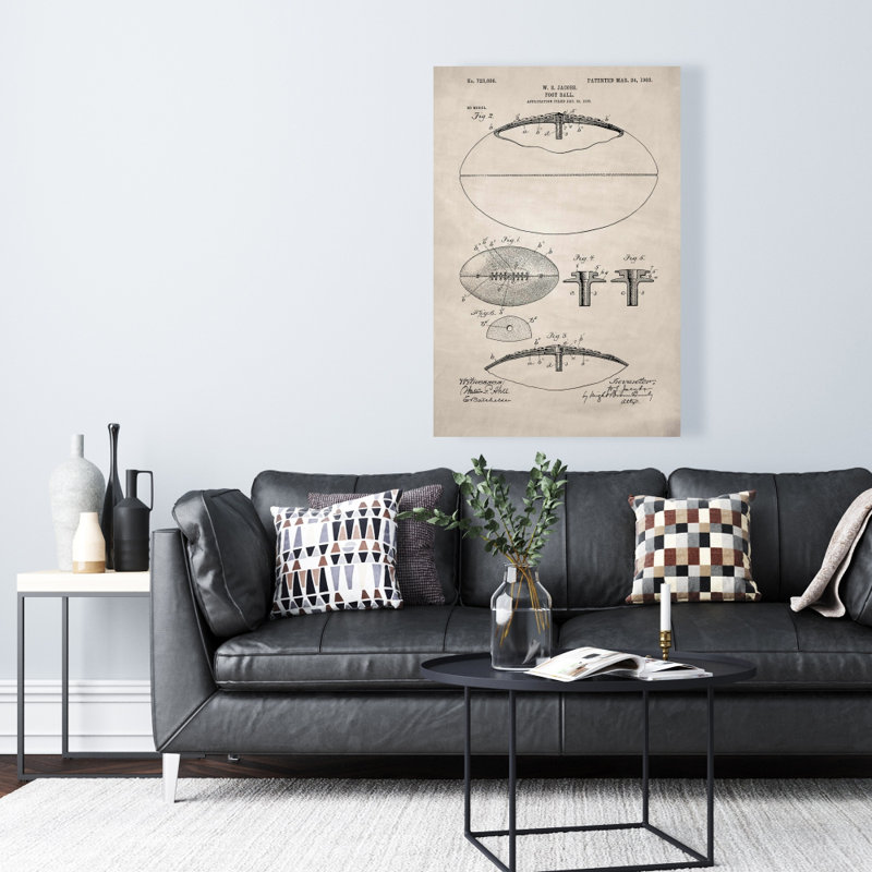 Toile rétro avec motif de football beige rétro | Illustration de décoration intérieure
