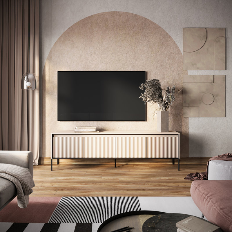 Alterizio Unfinished TV Stand, Sand Beige/Black, 193cm W