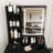 Vanity Desk With Drawers And Storage Shelves, Dressing Table With Hair Dryer Holder And Power Socket, One Dressing Chair-2051625601