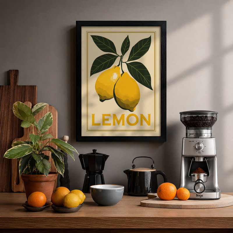 Lemon Study Botanical - Print, Black, A3 - 42.0 x 29.7 cm