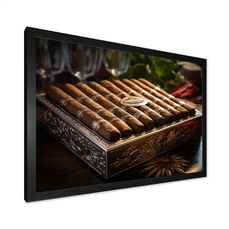 Cubains cigares bruns II - impression, Cadre simple noir, H 12 po x l 20 po x P 1 po