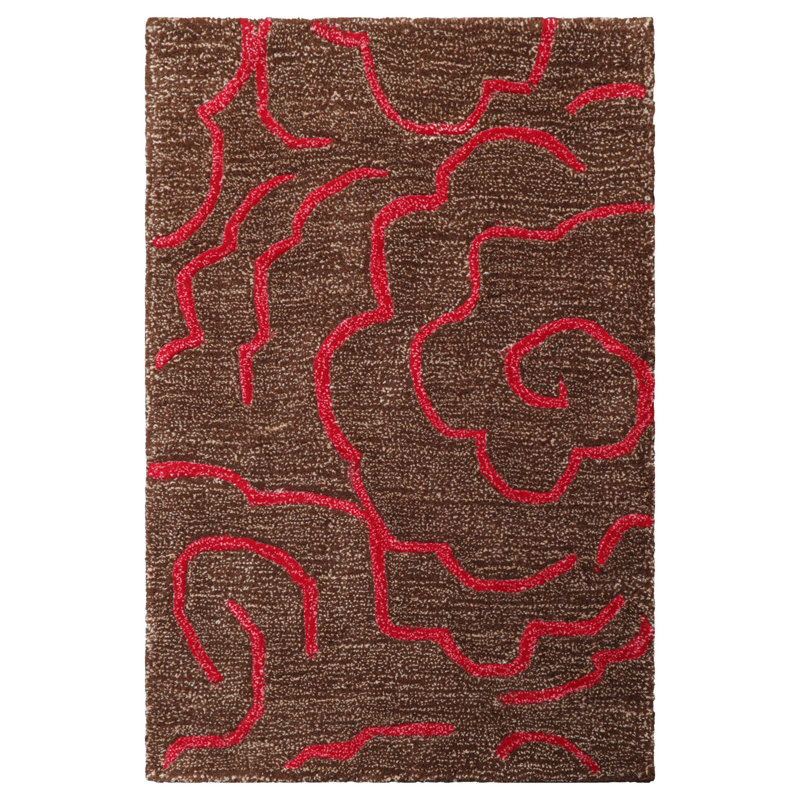 Contemporary WoolOriental Area Rug in Multi Sizes Brown Hand Tufted, Rectangle 2' x 3'