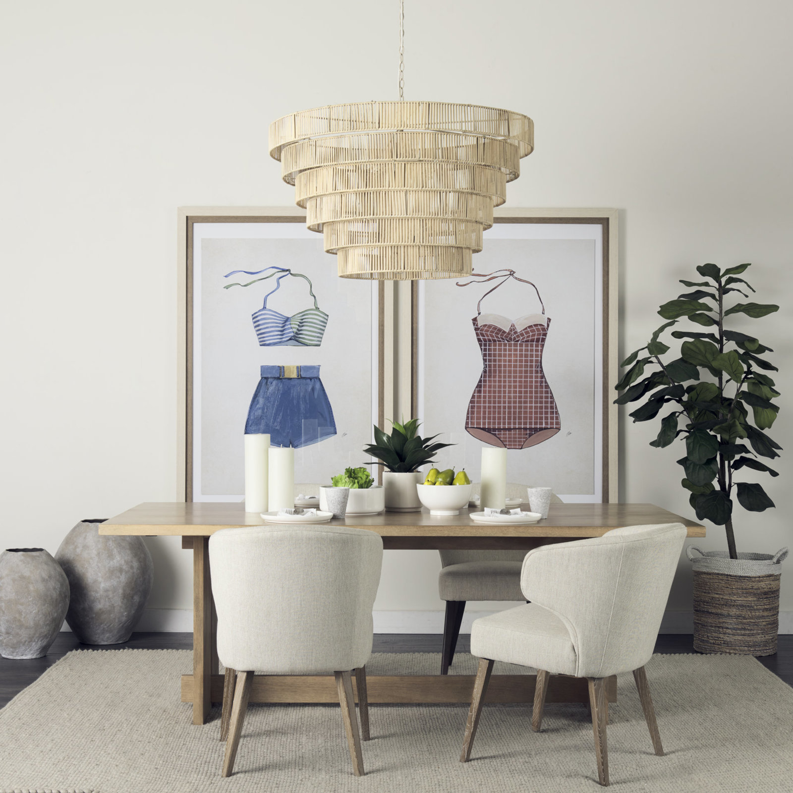 Golino Side Chair, Cream, Medium Brown