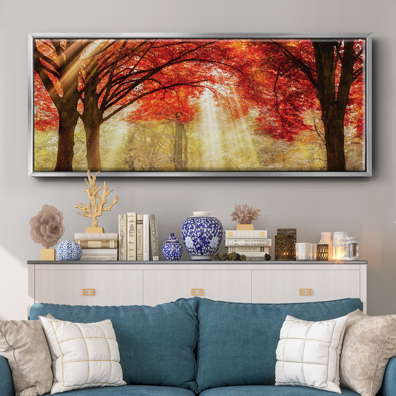 Everland encadré sur toile, H 20 po x l 50 po x P 1,5 po, Argent