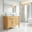 Meuble-lavabo simple avec comptoir en céramique, armoire de salle de bain autoportante moderne en bois massif avec quincaillerie dorée, portes et tiroirs à fermeture en douceur et tablette en U réglable (robinet non inclus)-201511557