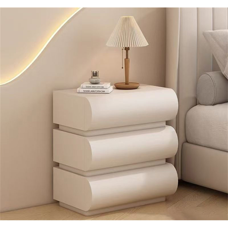 Table de chevet en cuir massif blanc italien avec table de chevet moderne à 3 tiroirs Italian Minimalist