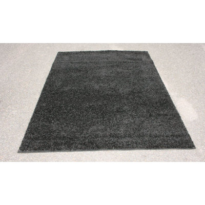 Tapis de zone noire moderne poils longs