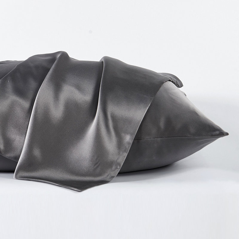 Taie d'oreiller 100% soie de mûre, Taies d'oreiller pour grand lit, Gris anthracite