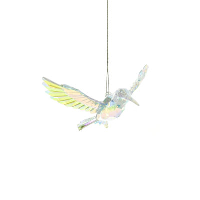 Ornement suspendu transparent colibri irisé