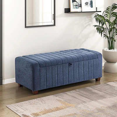 Banc rembourré contemporain 1pc avec rangement interne, banc pour vestibule