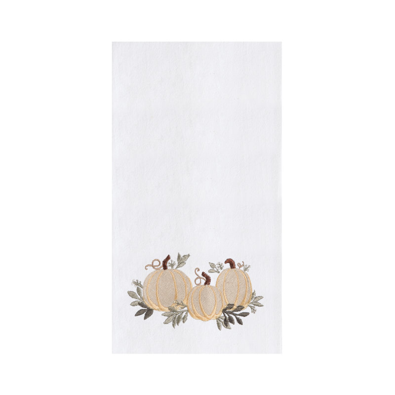 Torchon blanc 100% coton brodé Trio