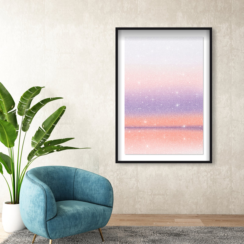 Peach Coastline Print by Oliver Gal, 16.5"H x 11.5"W, Black Shadowbox