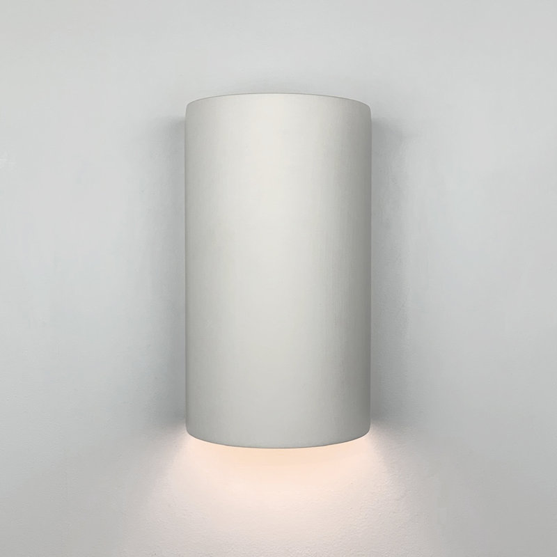 9.75"H Cylinder Andros Downlight Downlight Wall Sconce Damp Rated for Indoor or Covered Outdoor Use, Bare Bisque, No