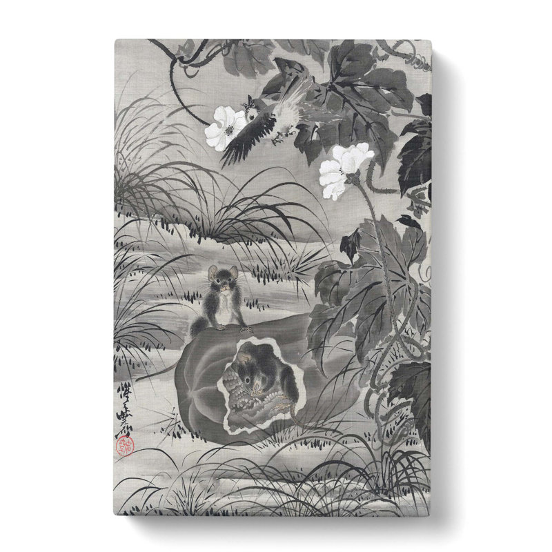 Bird and Mice by Kawanabe Kyosai - Wrapped Canvas, 76cm H x 50cm W x 3cm D