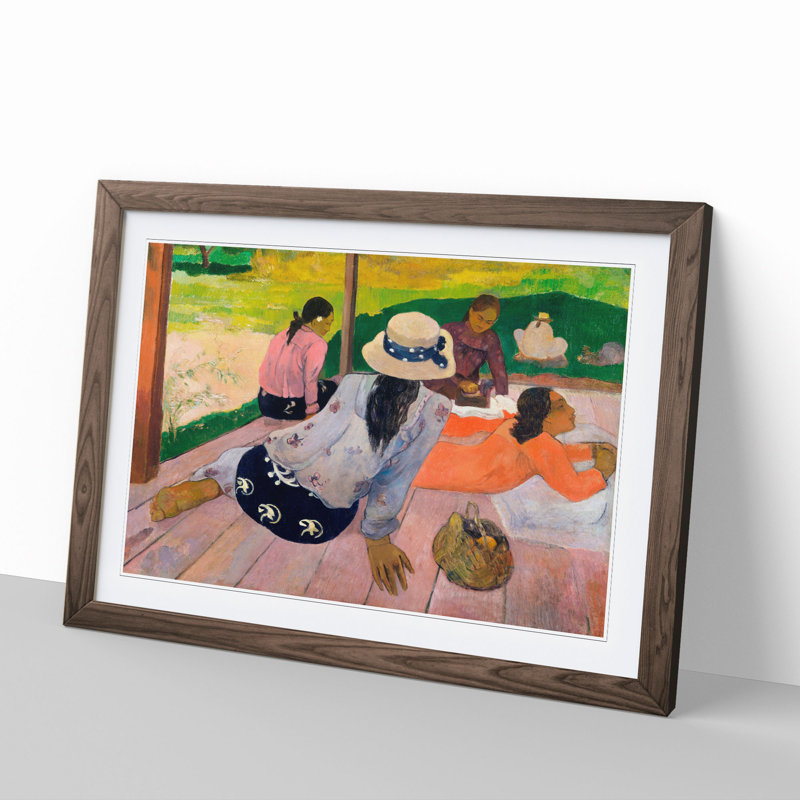 The Siesta by Paul Gauguin - Picture Frame Painting, Walnut Framed, 48cm H x 65cm W x 2cm D