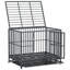 Chenil en cage 43 po en métal robuste avec roues verrouillables, porte double et plateau amovible, gris
