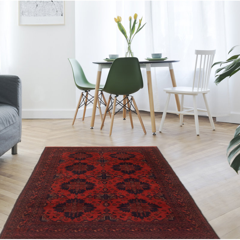 Tapis unique en laine noué à la main 3 pi 5 po x 4 pi 9 po en cuivre foncé New Age