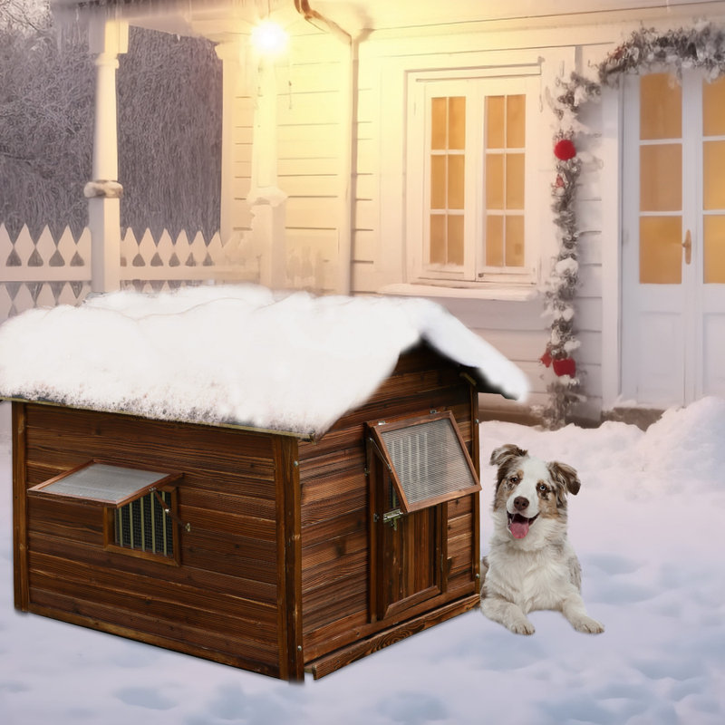 Solid Wood Dog House, 213.4cm H x 180.3cm W x 165.1cm D