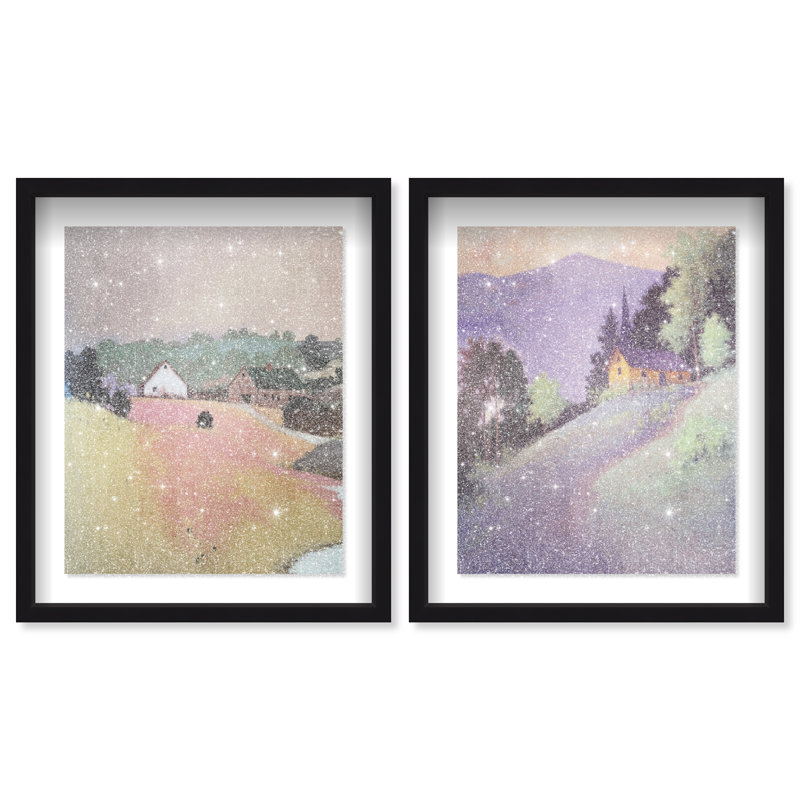Hill Town Set Set by Oliver Gal, 21.5"H x 25.5"W, Black Shadowbox