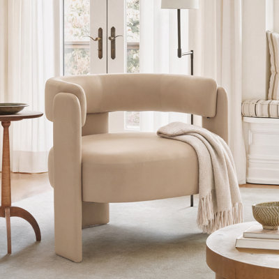 Fauteuil d'appoint pour le salon, fauteuil simple en velours et fauteuil Mid-Century moderne avec pieds en bois pour la lecture dans la chambre à coucher