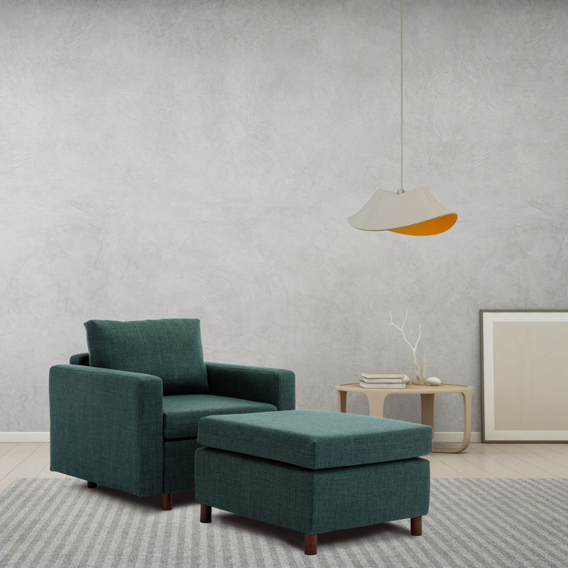 Repose-pieds mobile simple pour canapé modulaire modulaire sans fonction de rangement, housses de coussin de repose-pieds non amovibles et non lavables, vert