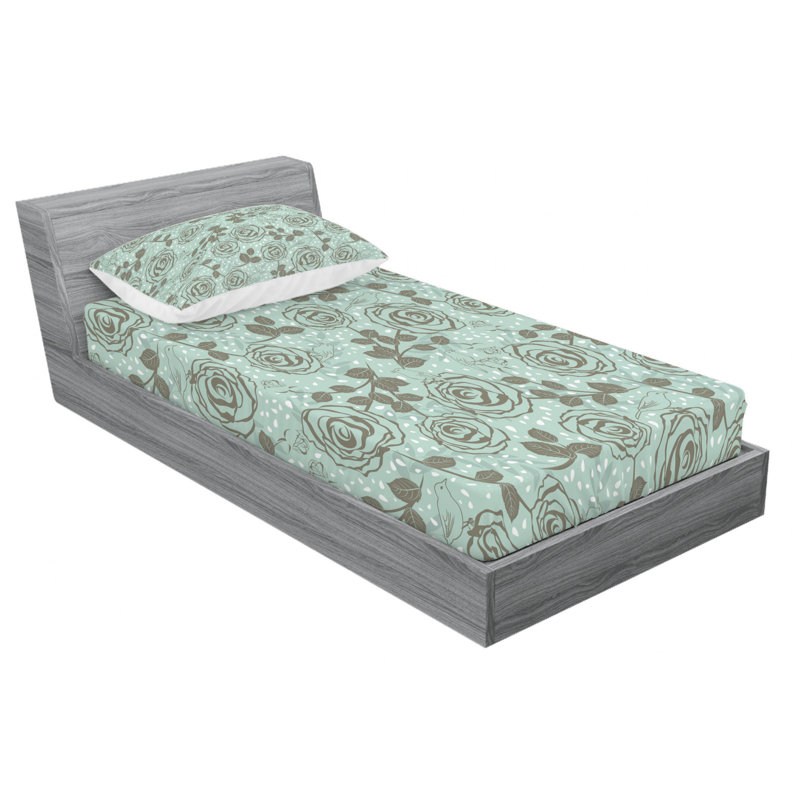 Microfiber Floral Sheet Set, Twin XL Sheet Set with Fitted Sheet