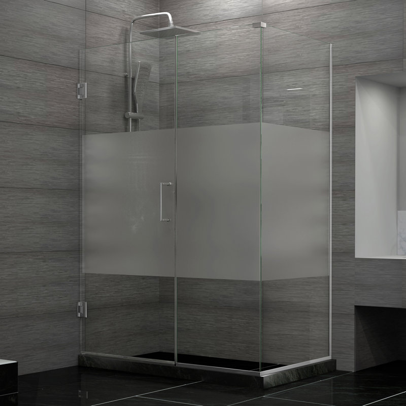Cabine de douche rectangulaire sans cadre l 48 "x P 30,38" H 72 "Unidoor Plus, Nickel brossé
