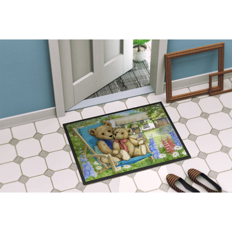 Tapis d’extérieur antidérapant à fleurs teddy, Rectangle 1 pi 6 po x 2 pi 3 po